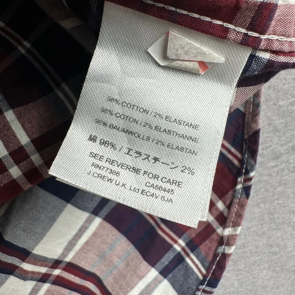 J.Crew Mercantile Flex Mens Small Plaid Button Down Shirt Burgundy Navy NEW - Picture 7 of 8